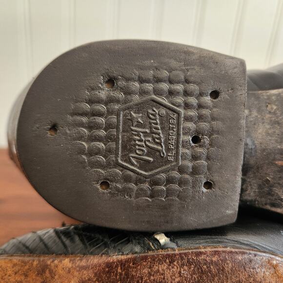 Tony Lama Women's Size 4 Cowboy Boots Vintage Style 7075 Black Leather Pre-owned - Picture 8 of 8